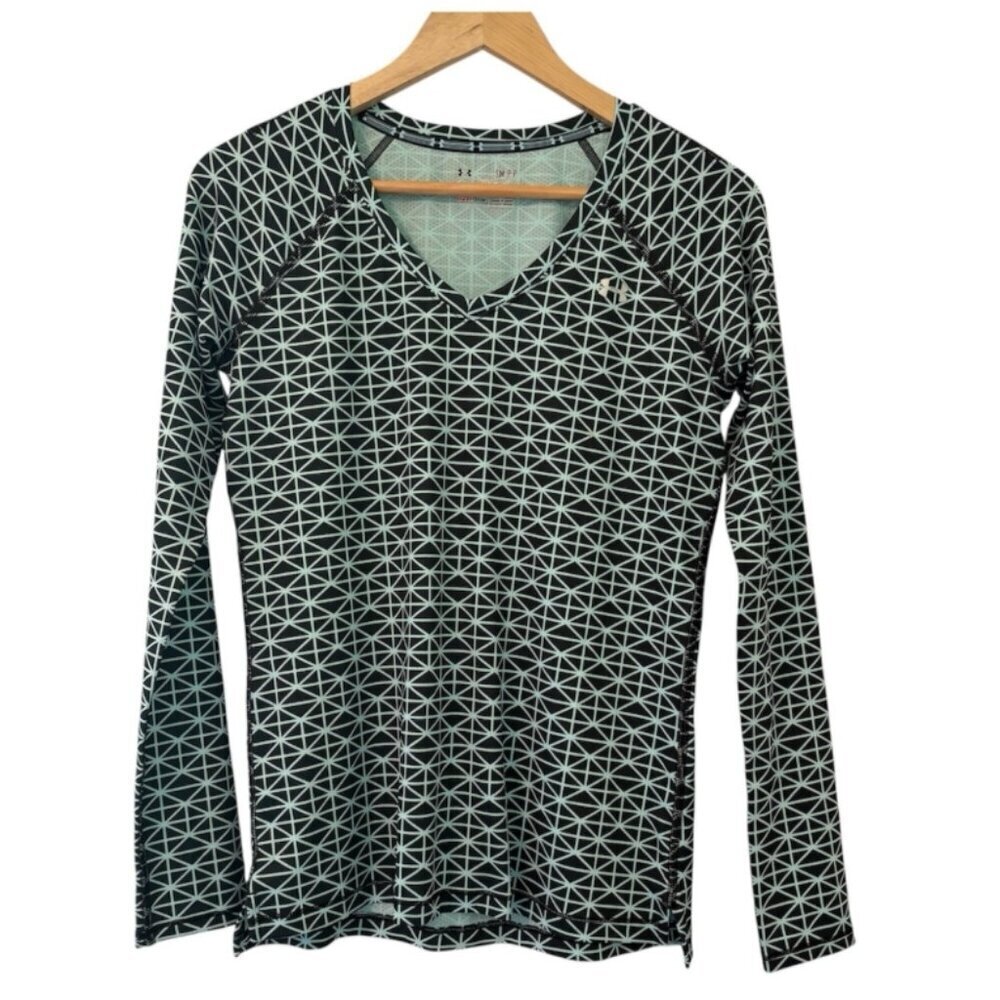 Under Armour Womens Small Teal Green Long Sleeve Golf Sport Running Athletic Top